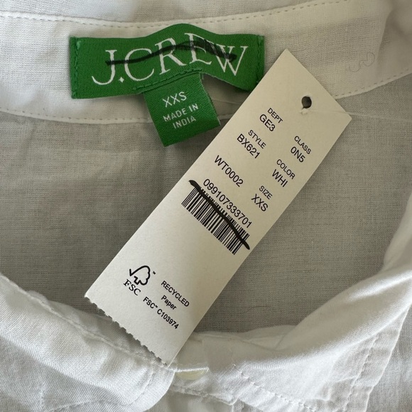 NEW J. CREW Button-up cotton voile shirt in white Semi Sheer Cover Up Size XXS - Picture 5 of 8